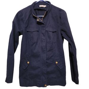 JustFab Twill Jacket Navy Blue - Size Medium
